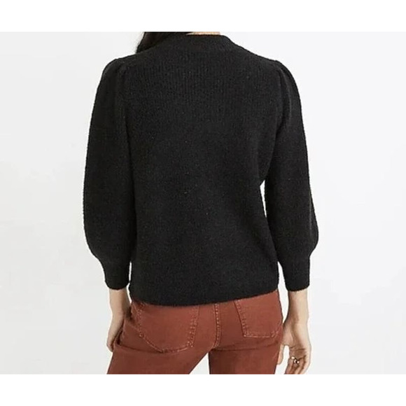 Madewell Eaton Pullover Crew Puff Sleeve Sweater Size Small in Black NWT - Picture 4 of 5